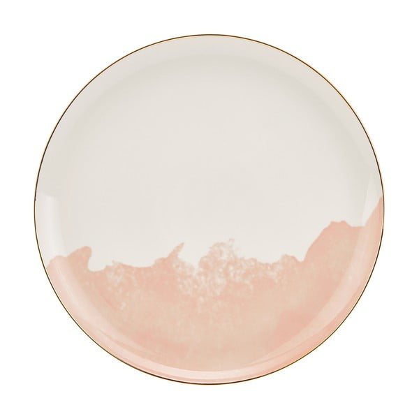 2 rozīgi baltu porcelāna šķīvju komplekts Westwing Collection Rosie, ø 26 cm