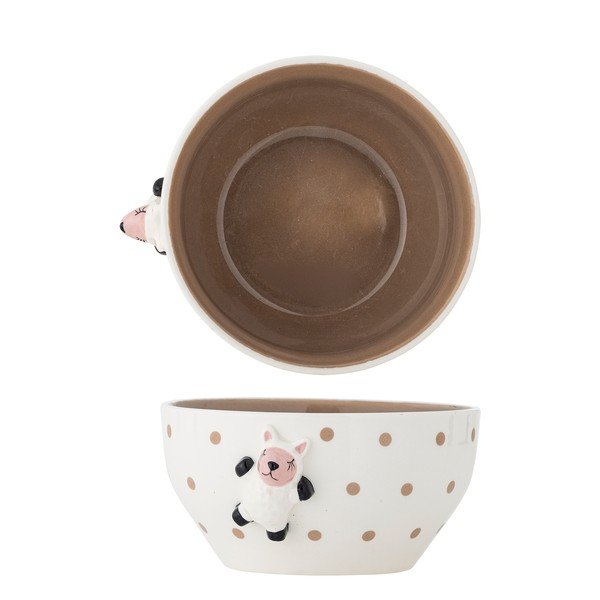 Balta/brūna akmensmasas bērnu bļoda ø 14 cm Dolly – Bloomingville Mini-image-3