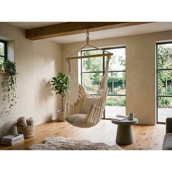 Krēmkrāsas polsterēts dārza piekaramais krēsls Tobago – Garden Pleasure-image-4