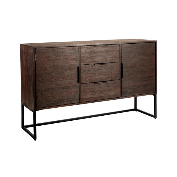 Brūna tīkkoka masīvkoka zema kumode 135x82 cm Webster – White Label-image-2