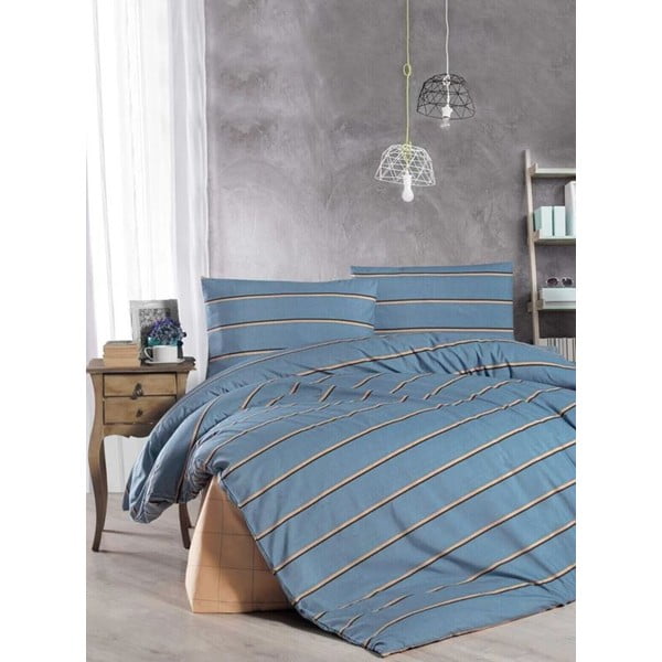 Zila divvietīga/īpaši gara gultas veļa ar palagu 200x220 cm – Mila Home