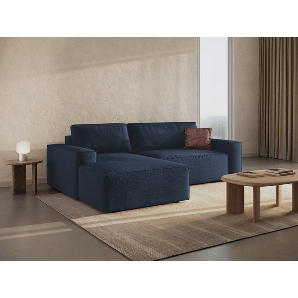 Tumši zils salokāms stūra dīvāns no buklē auduma (ar kreiso stūri) Jodie – Micadoni Home-image-1