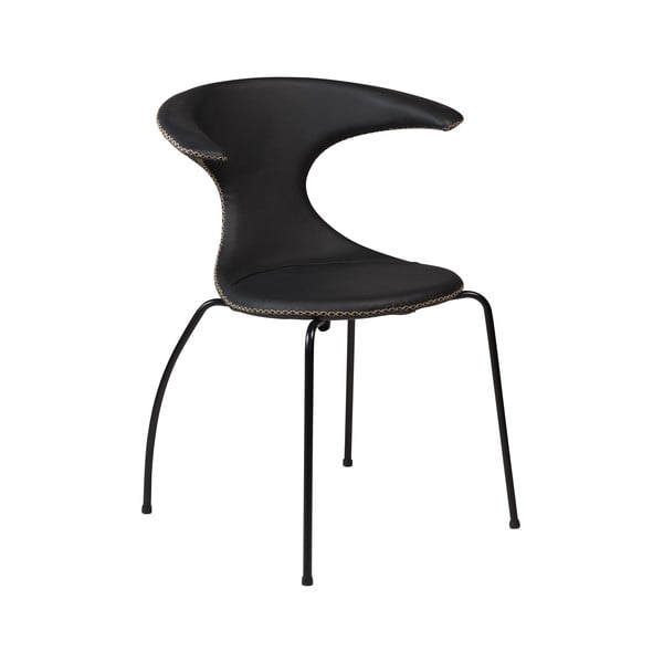 Melns ādas pusdienu krēsls ar metāla pamatni DAN-FORM Denmark Flair