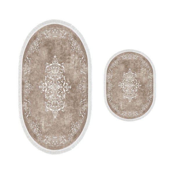 Pelēkbrūni vannas istabas paklājiņi (2 gab.) 60x100 cm – Foutastic