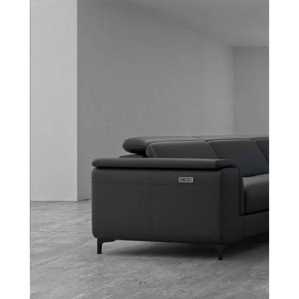 Tumši pelēks ādas stūra dīvāns (labais stūris) Brito – MESONICA-image-3