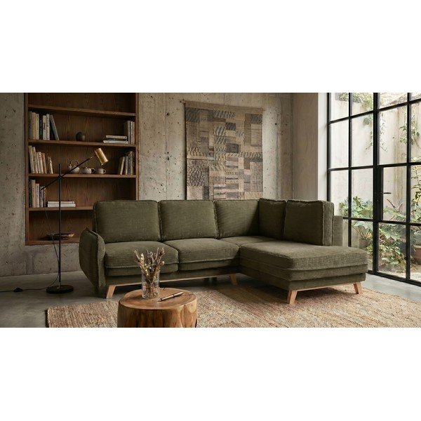 Zaļš velveta salokāms stūra dīvāns (ar labo stūri) Tori – Bonami Selection-image-1