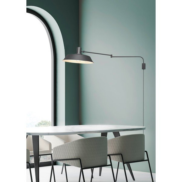 Matēti melna sienas lampa ar saliekamu konstrukciju ar vadu ø 35,5 cm Bolder – Trio-image-3