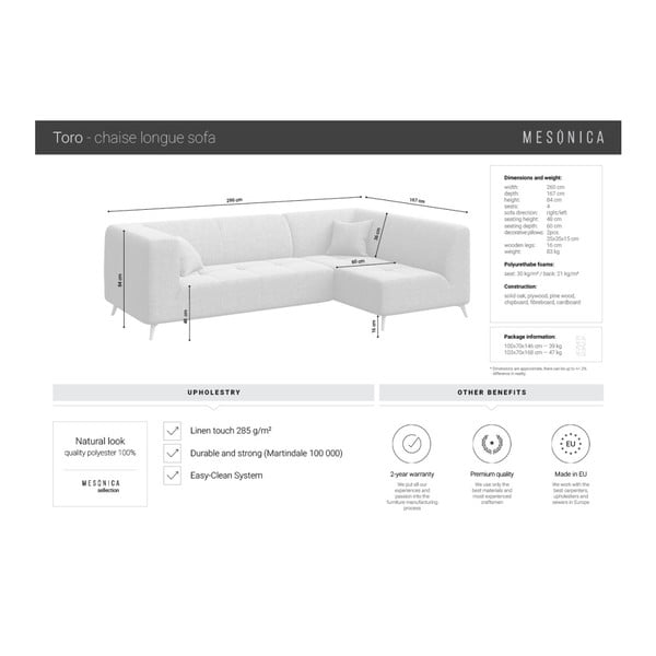 Rozā stūra dīvāns MESONICA Toro, labais stūris-image-4