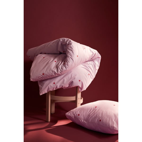 Rozā vienguļamā gultas veļa no kokvilnas perkala 140x200 cm Daisy – JUNA-image-2