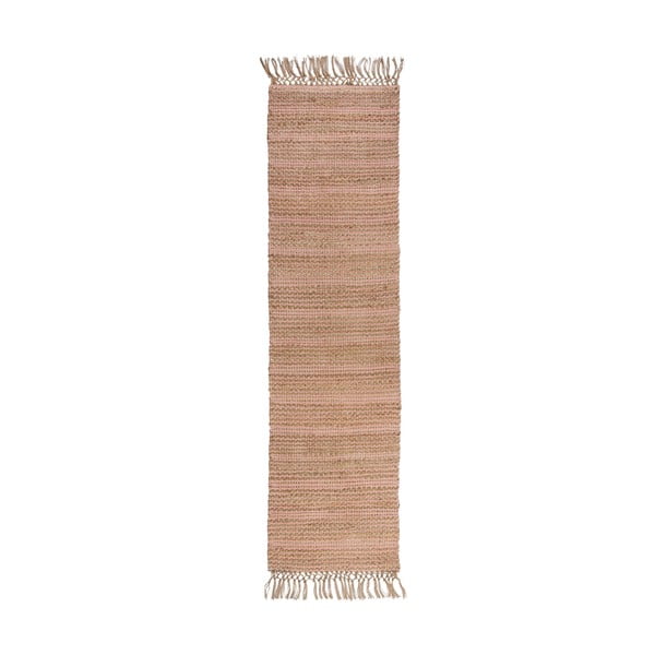 Rozā džutas paklājs Flair Rugs Equinox, 60 x 230 cm
