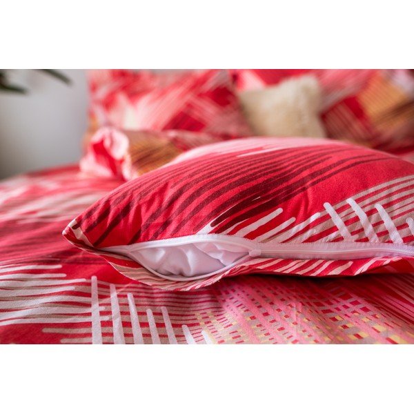 Sarkana kokvilnas gultas veļa vienvietīgai gultai 140x200 cm LP Dita Red – Cotton House-image-1