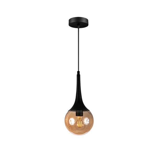 Melna piekaramā lampa ar stikla abažūru ø 15 cm Horn – Squid Lighting