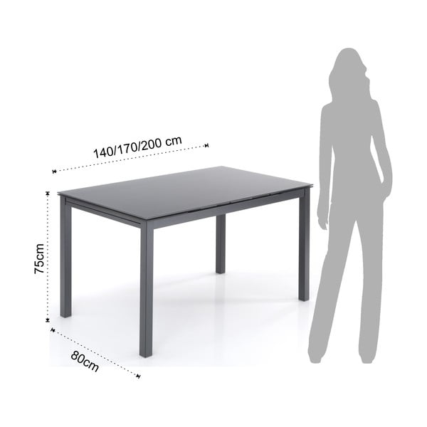 Izvelkams ēdamgalds ar stikla galda virsmu 80x140 cm New Daily – Tomasucci-image-4
