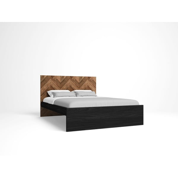 Melna/dabīga toņa divvietīga gulta 160x200 cm Gio – Marckeric