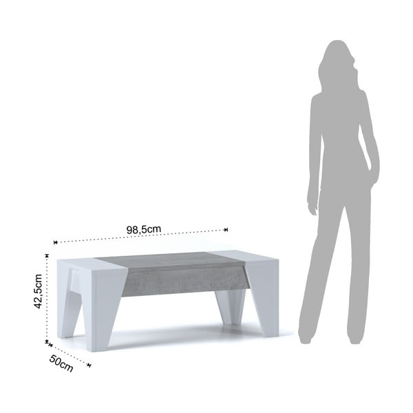 Tomasucci James pelēks un balts kafijas galdiņš ar atvāžamu virsmu-image-2