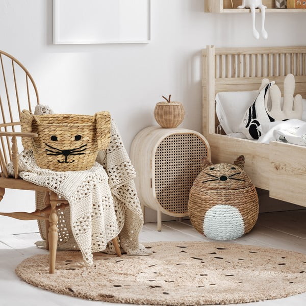 Dabīga toņa bērnu rotaļlietu grozs no ūdens hiacintes ø 40x43 cm Cat – Compactor-image-1