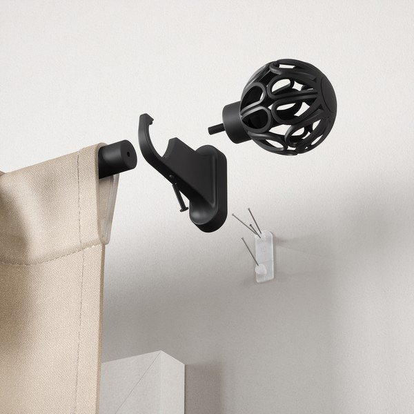 Matēti melna tērauda pagarināma aizkaru stanga 107 - 305 cm Aria – Umbra-image-3