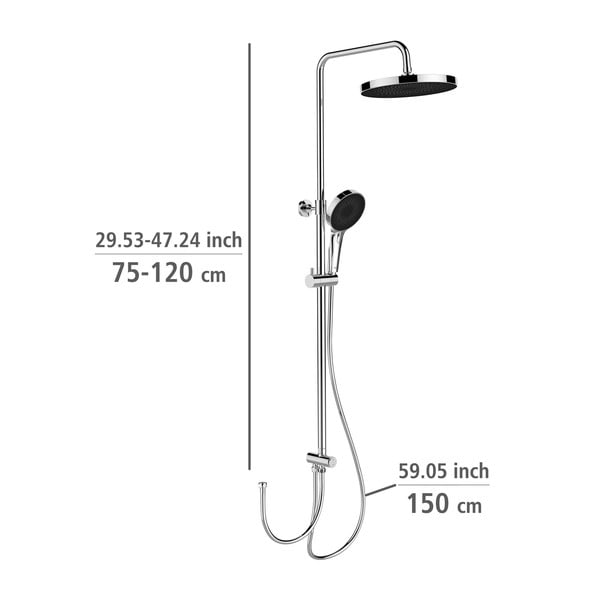 Nerūsējošā tērauda dušas komplekts spīdīgā sudraba krāsā 120 cm Soft Water – Wenko-image-1