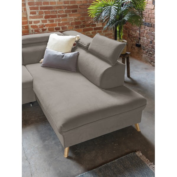 Gaiši brūns samta salokāms stūra dīvāns (ar kreiso stūri/U veida) Sweet Harmony – Miuform-image-4