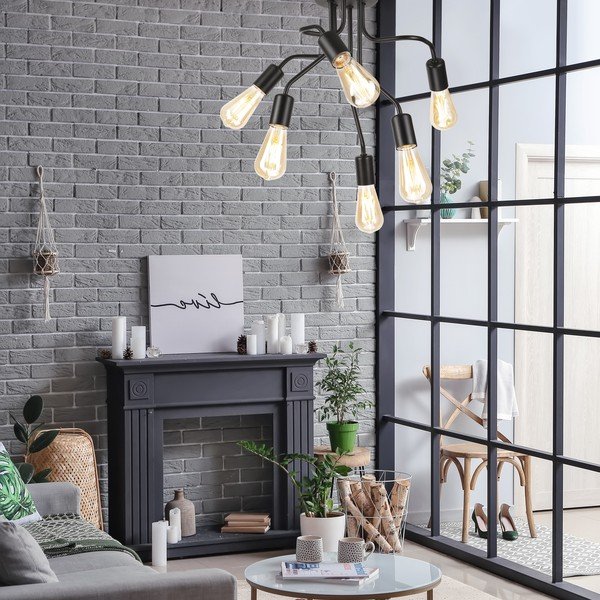 Melna griestu lampa – LAMKUR-image-2