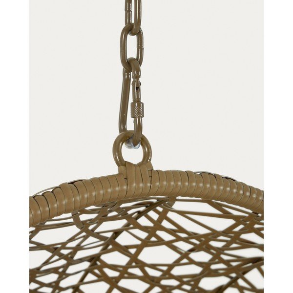 Gaiši pelēks/bēšs mākslīgās rotangpalmas dārza piekaramais krēsls Florina – Kave Home-image-1