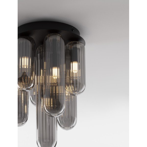 Pelēka stikla griestu lampa ar stikla abažūru Gustave – Nova Luce-image-2