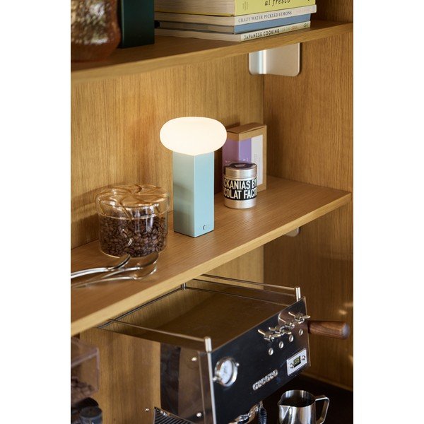 Zila metāla LED galda lampa ar regulējamu spilgtumu ar stikla abažūru (augstums 20 cm) Low – Hübsch-image-1