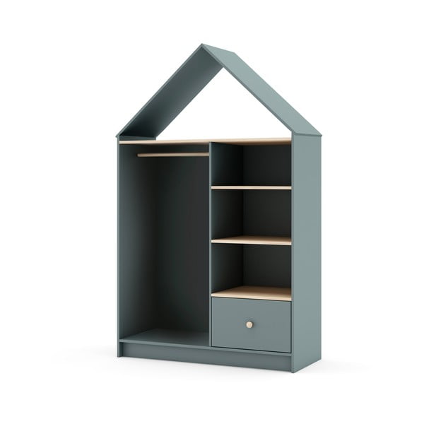 Dūmakaini zaļš atvērta tipa bērnu drēbju skapis 110x180x45 cm Estefania – Marckeric-image-2