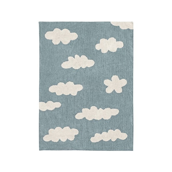 Zils mazgājams/ar rokām darināts kokvilnas bērnu paklājs 120x160 cm Clouds Vintage Blue – Lorena Canals