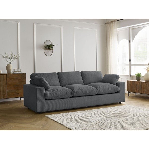 Tumši pelēks velveta dīvāns 250 cm Belair – Bobochic Paris-image-1