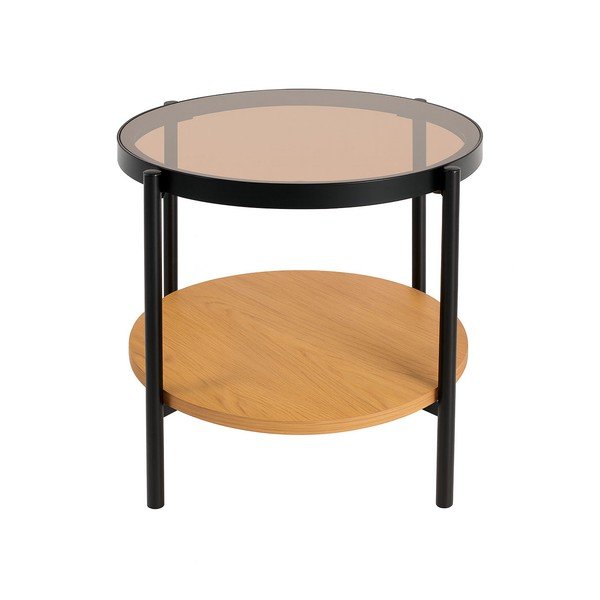 Apaļš sānu galdiņš ar stikla galda virsmu ø 48 cm Hassel – Unique Furniture