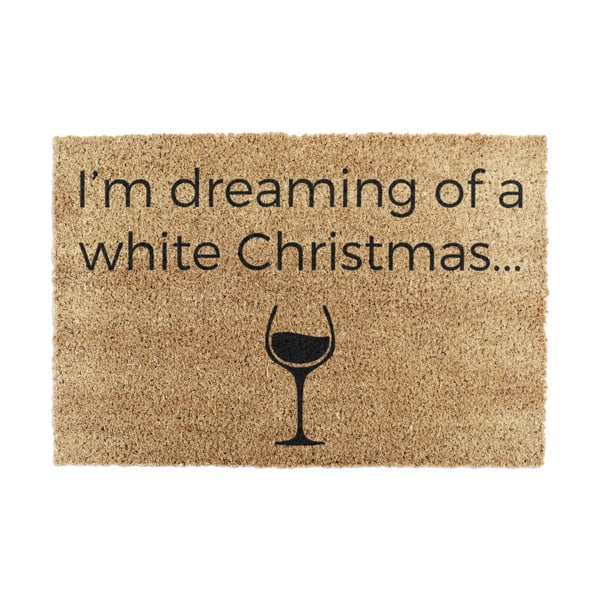 Kokosšķiedras kājslauķis ar Ziemassvētku motīvu 40x60 cm White Wine Christmas – Artsy Doormats