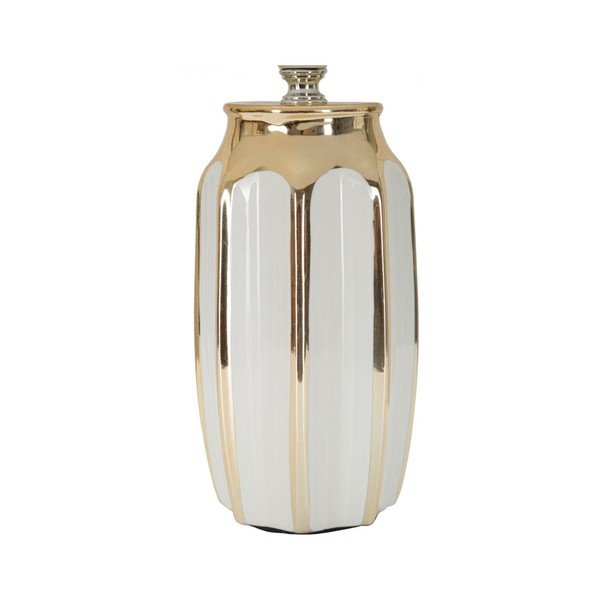 Balta/zelta krāsas keramikas galda lampa ar auduma abažūru (augstums 40,5 cm) Cassy – Mauro Ferretti-image-2