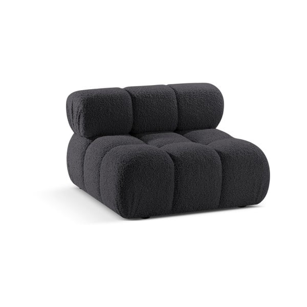 Antracīta pelēka modulārā dīvāna daļa no buklē auduma (vidējā moduļa) Bellis – Micadoni Home-image-3