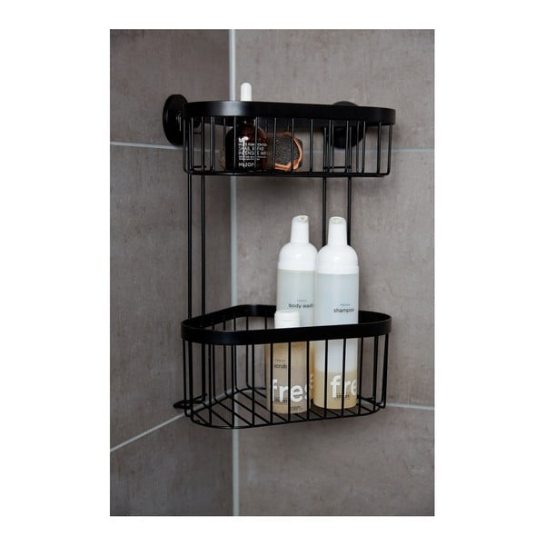 Melns pie sienas stiprināms stūra grozs Wenko Classic Plus-image-1