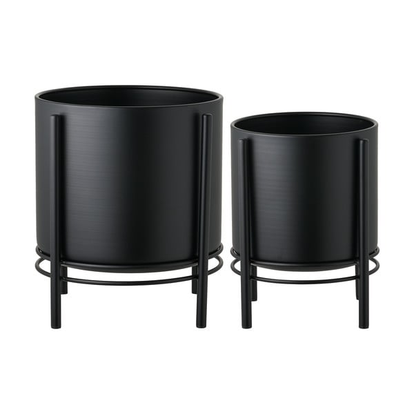 Metāla puķu poda apvalki (2 gab.) Svarta – House Nordic-image-3