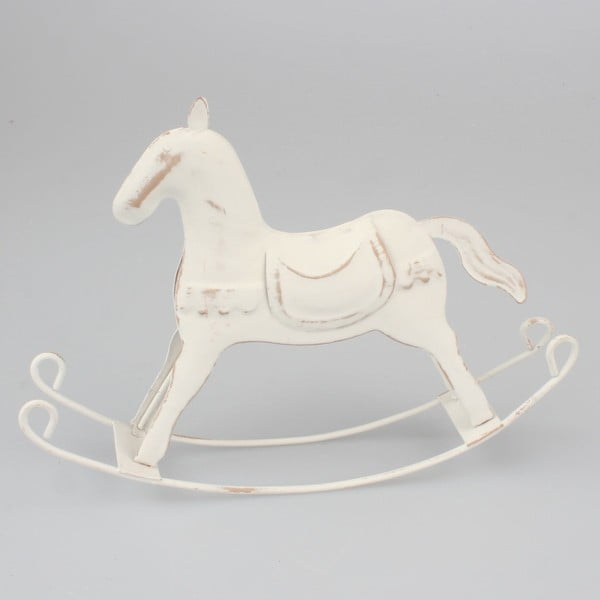 Balta metāla dekoratīvs zirgs Dakls, augstums 18 cm