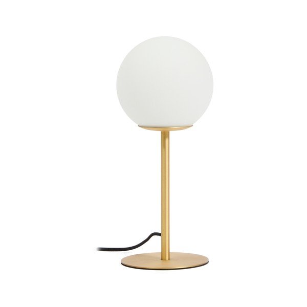 Balta/zelta krāsas galda lampa ar stikla abažūru (augstums 35 cm) Brisia – Kave Home