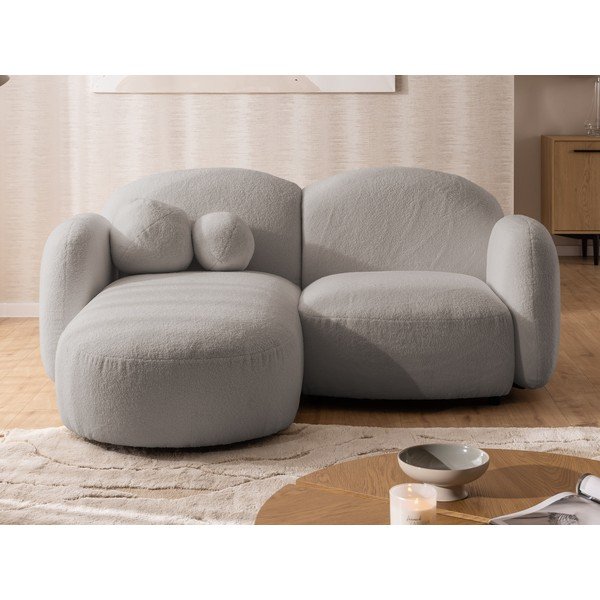 Pelēks stūra dīvāns no buklē auduma (ar kreiso stūri/ar zvilni) Orbit – Ropez-image-1