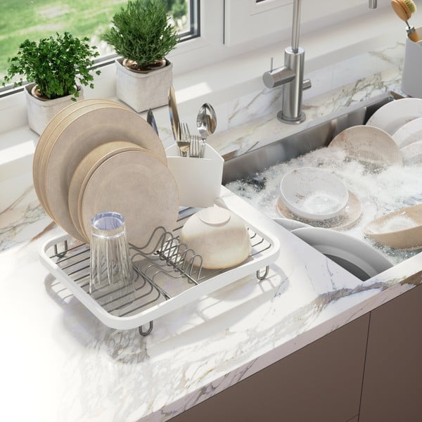 Balts tērauda trauku žāvētājs 36x28 cm Sinkin – Umbra-image-2