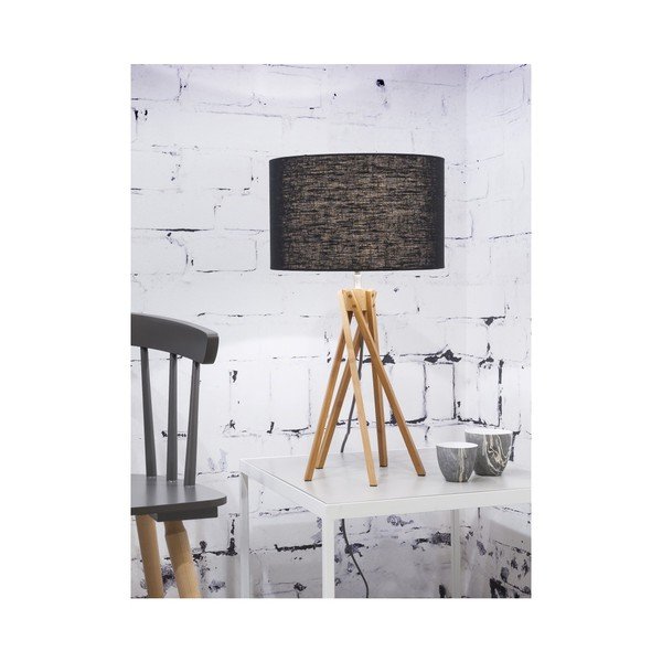 Galda lampa ar melnu abažūru un bambusa struktūru Good&Mojo Kilimanjaro-image-1