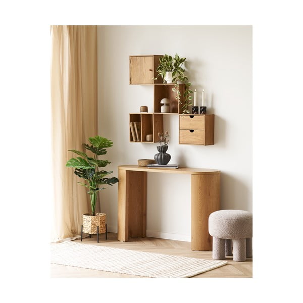 Dabīga toņa daudzlīmeņu ozola masīvkoka sienas plaukts 18 cm Townsville – House Nordic-image-1