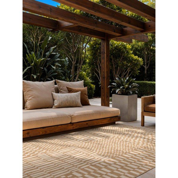 Krēmkrāsas/dabīga toņa iekštelpu un āra paklājs 120x170 cm Haringey Barkham – Ted Baker-image-1