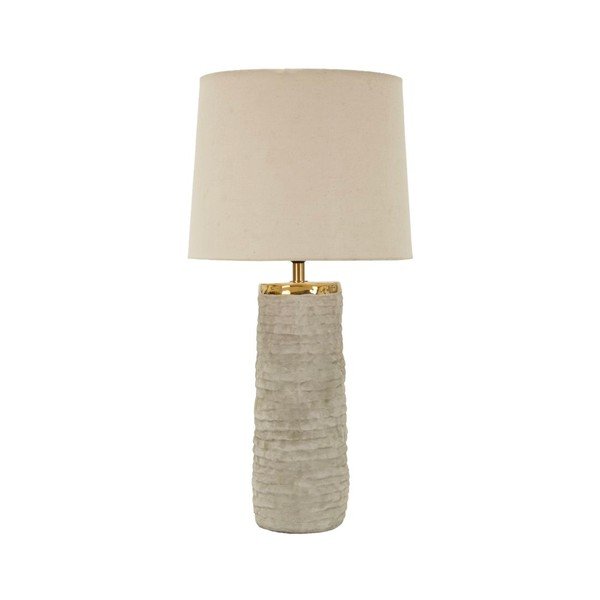 Gaiši pelēka/krēmkrāsas keramikas galda lampa ar auduma abažūru (augstums 73 cm) Lima – Mauro Ferretti