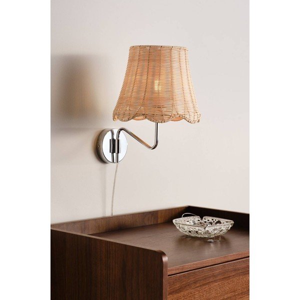 Sudraba krāsas/dabīga toņa bambusa sienas lampa ar vadu Strå – Jotex-image-1