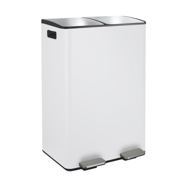 Matēti balta atkritumu šķirošanas tērauda atkritumu tvertne ar pedāli 2x30 l   Aliya – Spirella
