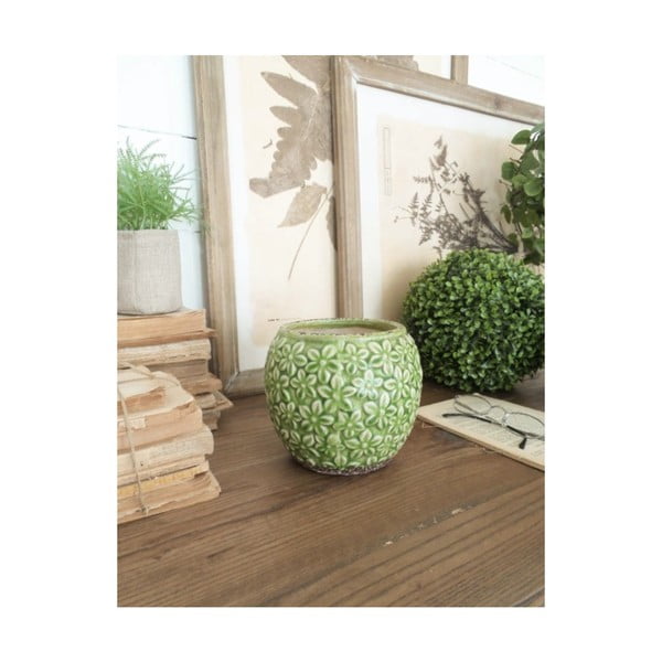 2 zaļu keramikas podiņu komplekts Orchidea Milano, augstums 14 cm