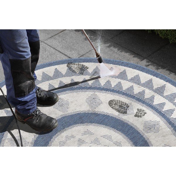 Zils un krēmkrāsas āra paklājs NORTHRUGS Jamaika, ⌀ 200 cm-image-1