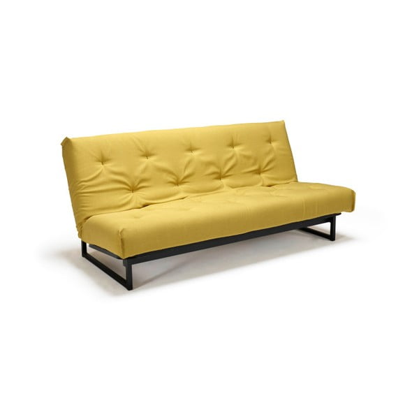 Dzeltens izlaižams dīvāns ar noņemamu pārvalku Innovation Fraction Elegant Soft Mustard Flower, 97 x 200 cm