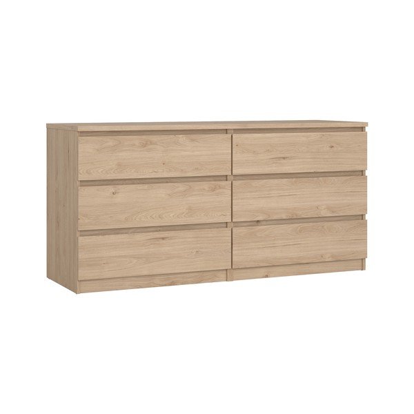 Dabīga toņa kumode ar ozolkoka imitāciju 154x76x50 cm Naia – Tvilum